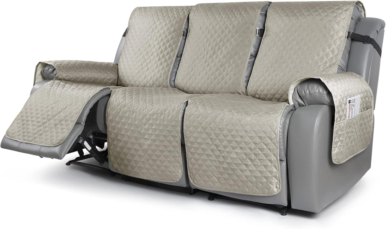 KinCam Recliner Sofa Cover, Pet Sofa Cover for 2 Seat Reclining Couch, Motion Recliner Couch Cover Furniture Protector with Elastic Straps (2 Seater, Dark Gray)