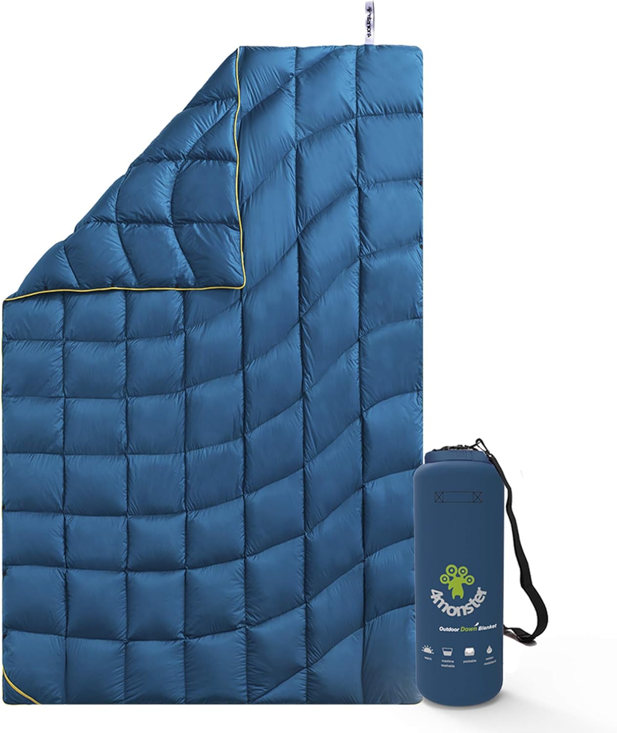 4Monster Outdoor Down Blankets Camping Blanket 650 Fill Travel Down Quilt Compact Waterproof for Picnics, Beach Trips, Camping and Backpacking