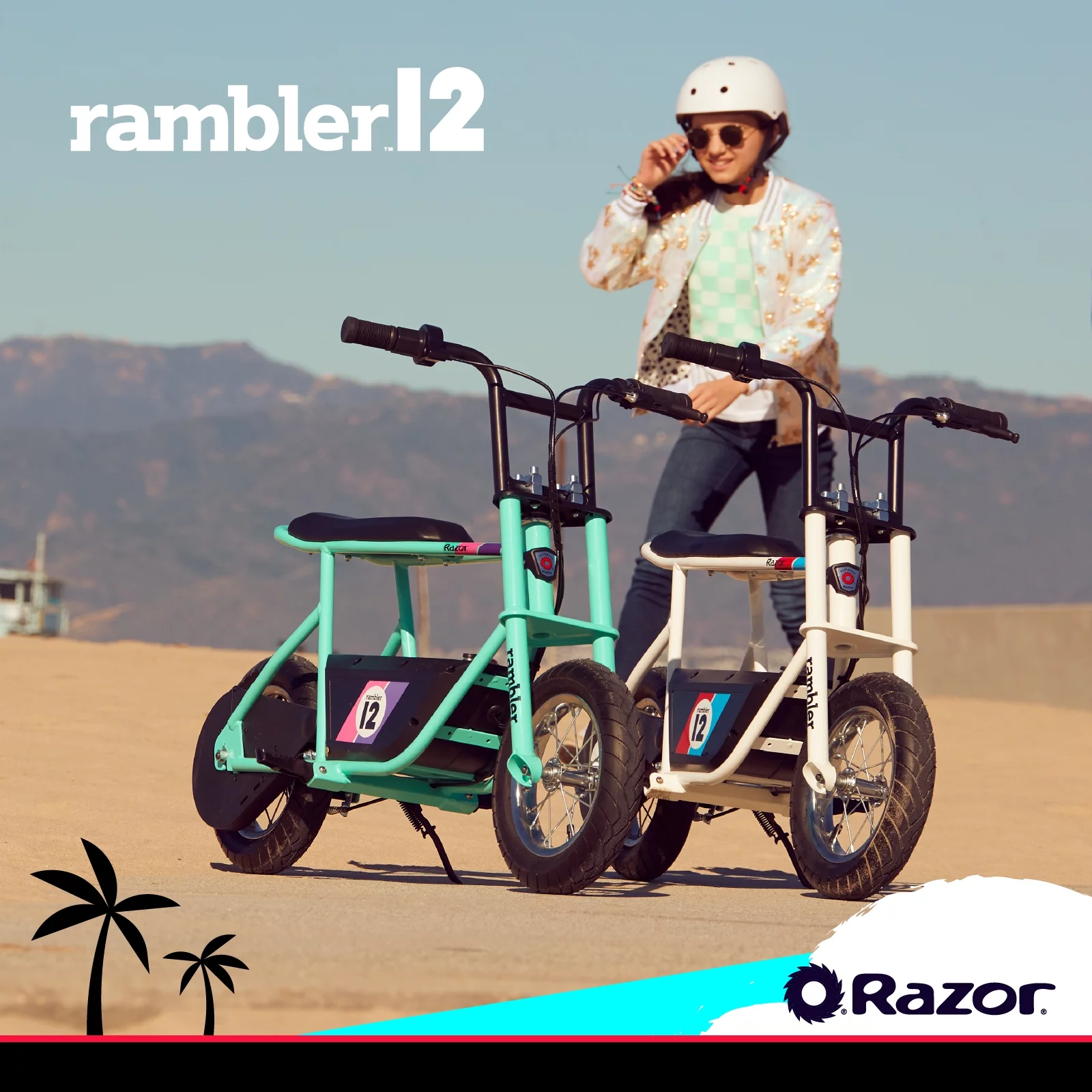 Razor Rambler 12 Seated Electric Scooter- White, up to 14 mph, 12" Air-Filled Tires, for Teen 13+