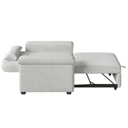 Sleeper Chair Bed, 37.8in Pull Out Sleeper Bed with Polliw, 3 in 1 Convertible Single Sofa Chair Bed with Adjustable Backrest, Chaise Lounge Chair Indoor for Living Room, Bedroom, Salon, Beige