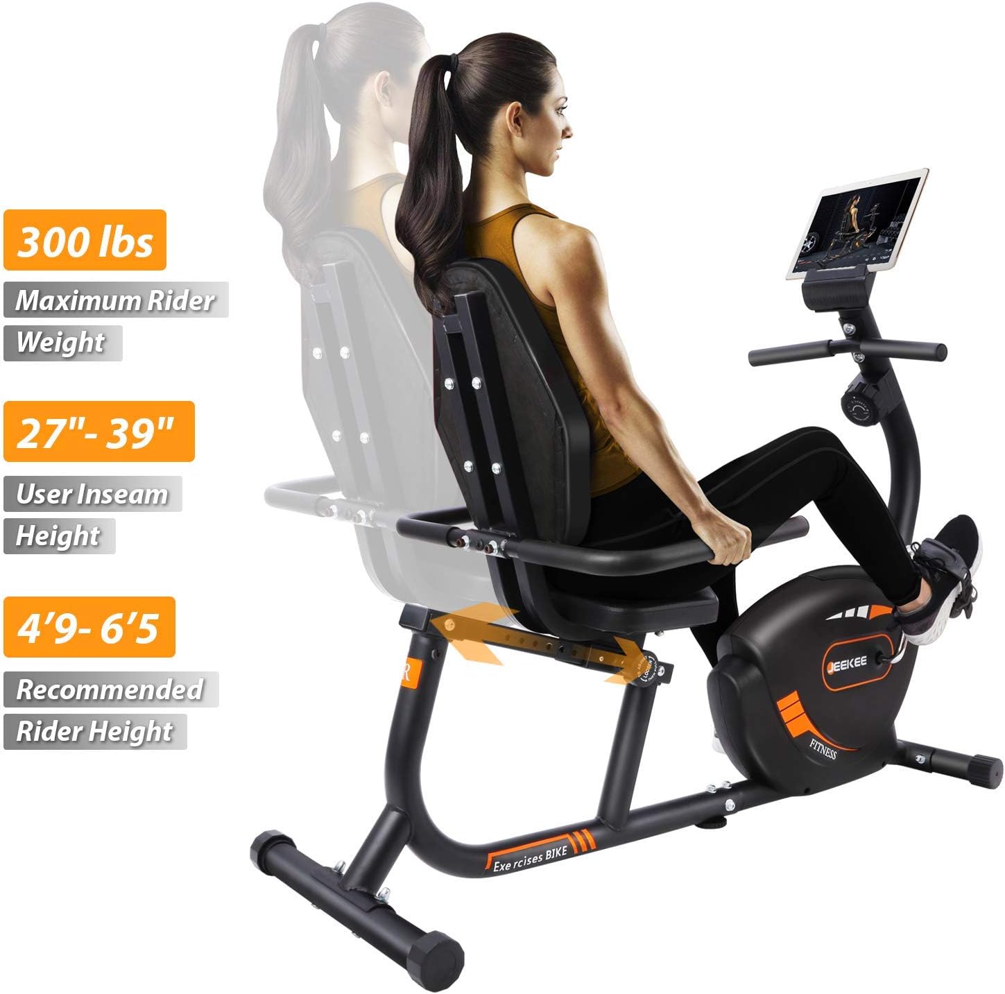 JEEKEE Recumbent Exercise Bike for Adults Seniors - Indoor Magnetic Cycling Fitness Equipment for Home Workout