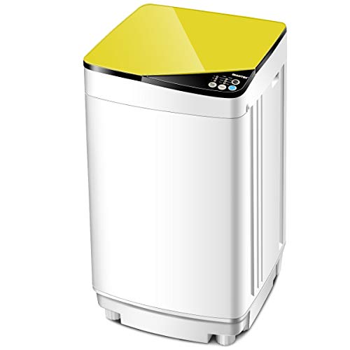 Giantex Full-Automatic Washing Machine Portable Washer and Spin Dryer 10 lbs Capacity Compact Laundry Washer with Built-in Barrel Light Drain Pump and Long Hose for Apartments Camping