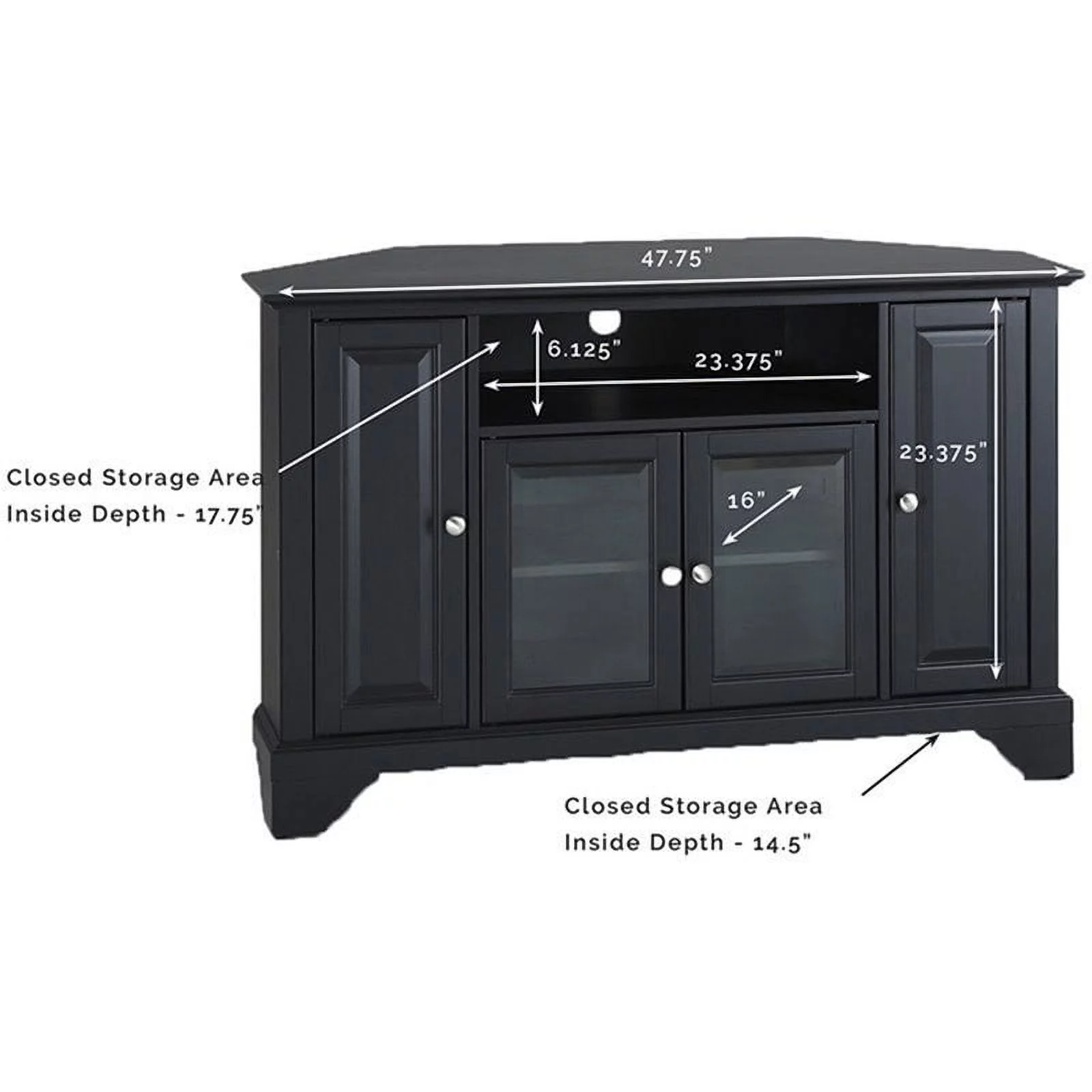 Pemberly Row 48" Corner TV Stand in Black