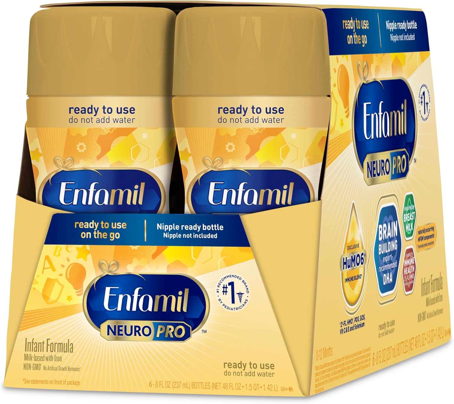 Enfamil NeuroPro Baby Formula, Triple Prebiotic Immune Blend with 2'FL HMO & Omega-3 DHA, Inspired by Breast Milk, Non-GMO, Refill Box, 36.4 Oz+Ready-to-Feed Infant Formula, Liquid, 8 Fl Oz (24 Count)