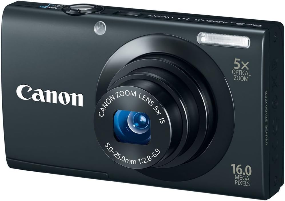 Canon PowerShot A3400 IS 16.0 MP Digital Camera with 5x Optical Image Stabilized Zoom 28mm Wide-Angle Lens with 720p HD Video Recording and 3.0-Inch Touch Panel LCD (Black) (Renewed)
