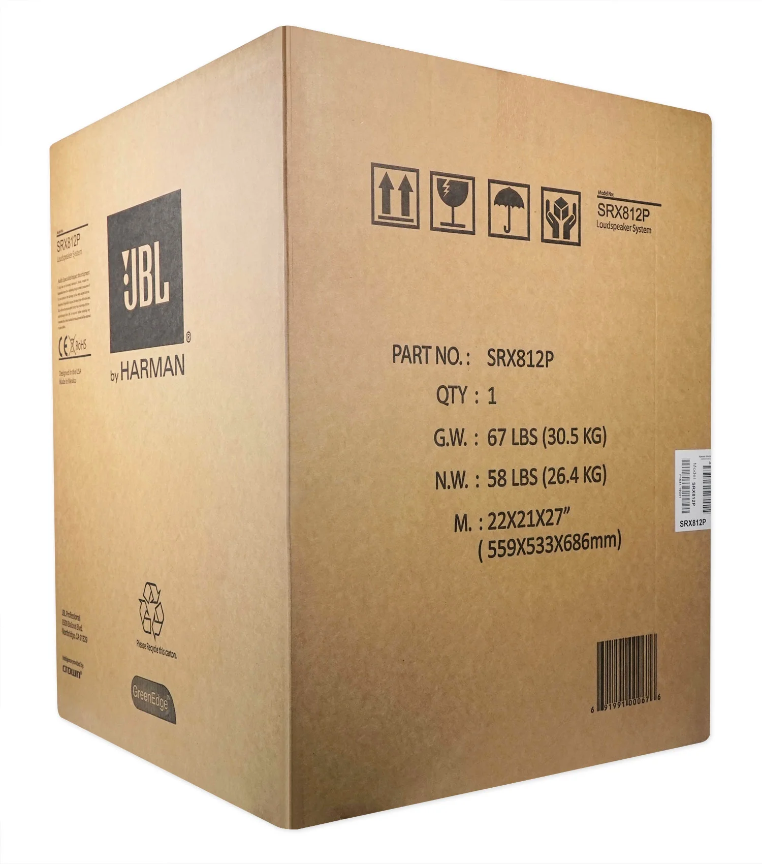 (2) JBL SRX812P 12" 2000 Watt Powered 2-Way DJ PA Speakers or Monitors w/DSP
