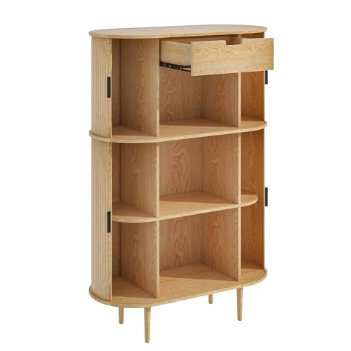 Storage Cabinet Sideboard Coffee Bar Modern Credenza Cabinet with Fluted Panel 2 Doors for Kitchen,Dining Room,Living Room (Black)