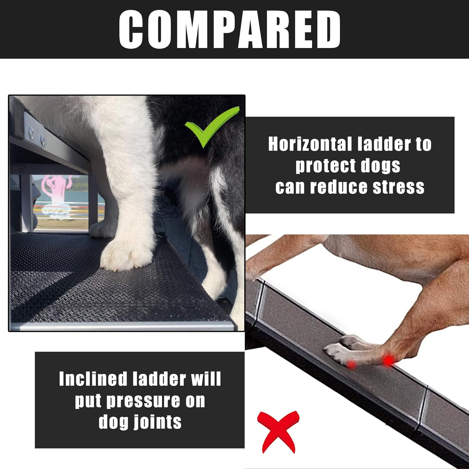 maxpama Folding Dog Car Ramp with Portable Aluminum Fram for Large Dog, Foldable Pet Step Stairs with Nonslip Surface for High Beds, Trucks, Cars and SUV, Lightweight Pet Ladder Support 150-200 Lbs