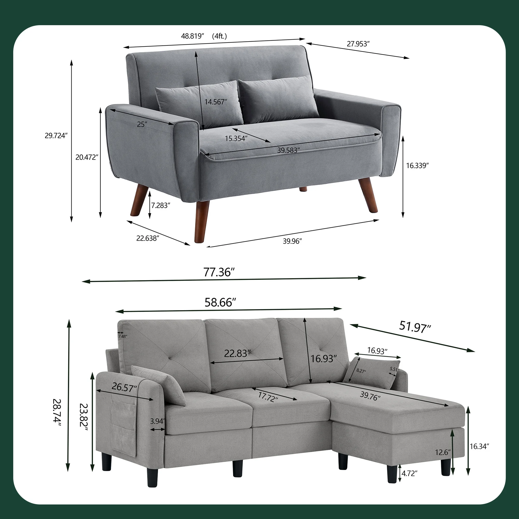 79" Convertible Sectional Sofa Set, Small L Shaped 3-Seat Couch with Reversible Chaise and Accent Chair, Modern Linen Sofas Couches for Living Room, LightGrey - Curated Treasures Market