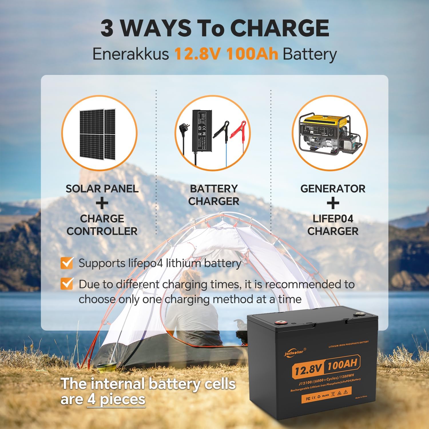 12V 100Ah Lithium LiFePO4 Battery Packs, Rechargeable Lithium Battery 15000+ Deep Cycles with 100A BMS, 1.28kWh, Perfect for Trolling Motors, RVs, Van and Solar Home Energy Storage