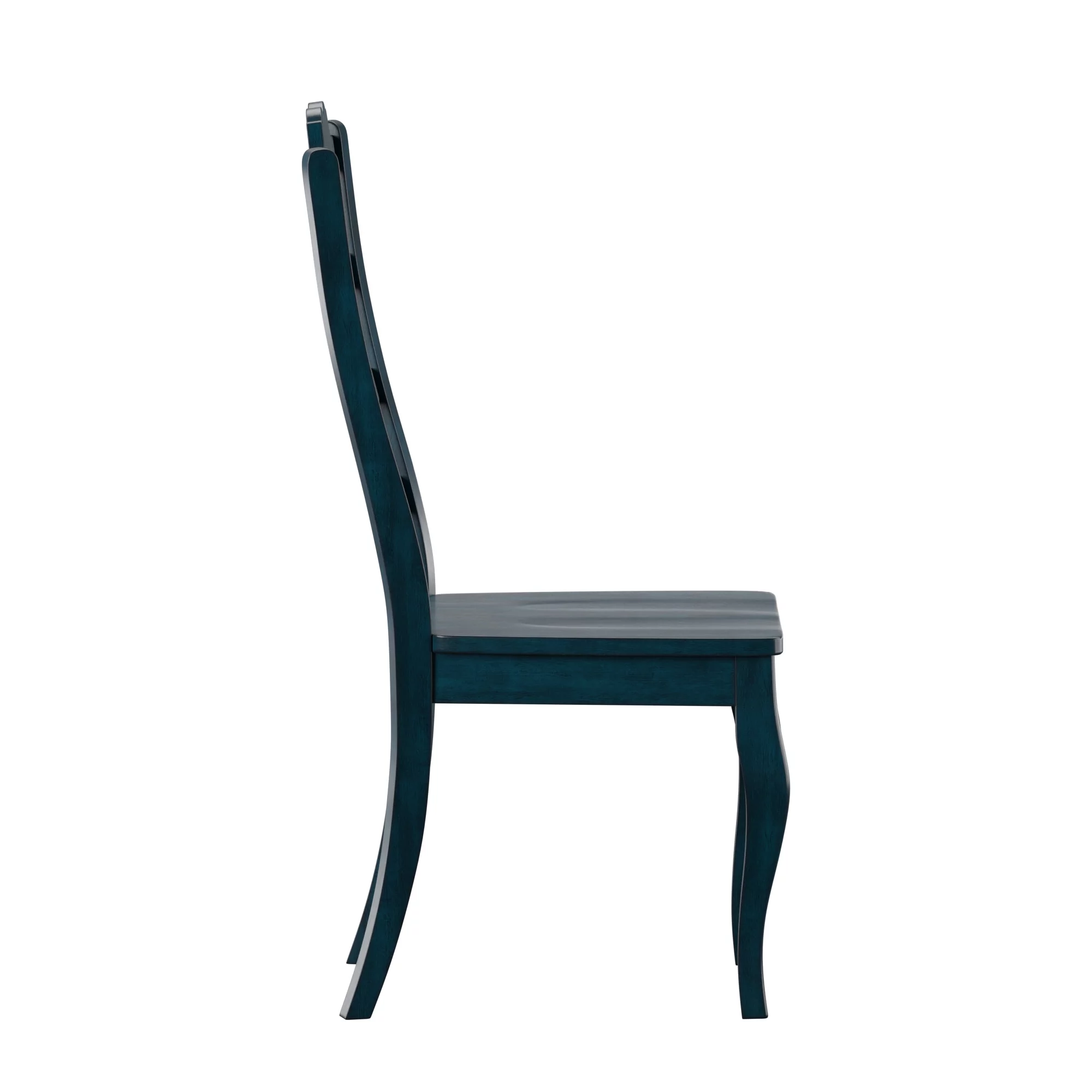 Weston Home Farmhouse French Ladder Back Wood Dining Chairs, Set of 2, Antique Dark Denim Blue