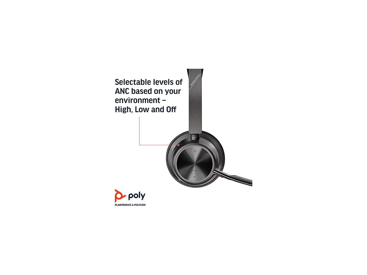 Poly - Voyager Focus 2 UC USB-A Headset with Stand (Plantronics) - Bluetooth Stereo Headset with Boom Mic - USB-A PC/Mac Compatible - Active Noise Canceling - Works with Teams (Certified), Zoom & more