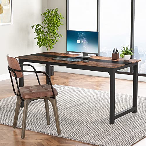 Tribesigns Modern Computer Desk, 63 x 31.5 inch Large Executive Office Desk Computer Table Study Writing Desk Workstation for Home Office, Spliced Desktop, White