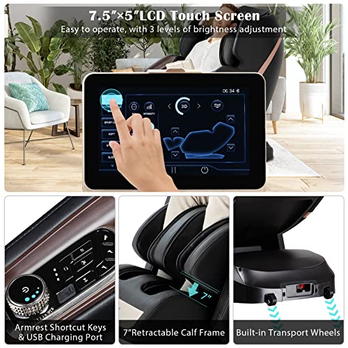 Giantex 3D Full Body Massage Chair, Zero-Gravity Massage Recliner Chair w/ 7'' Touch Screen & SL Track, 12 Auto Mode (Black + Brown)