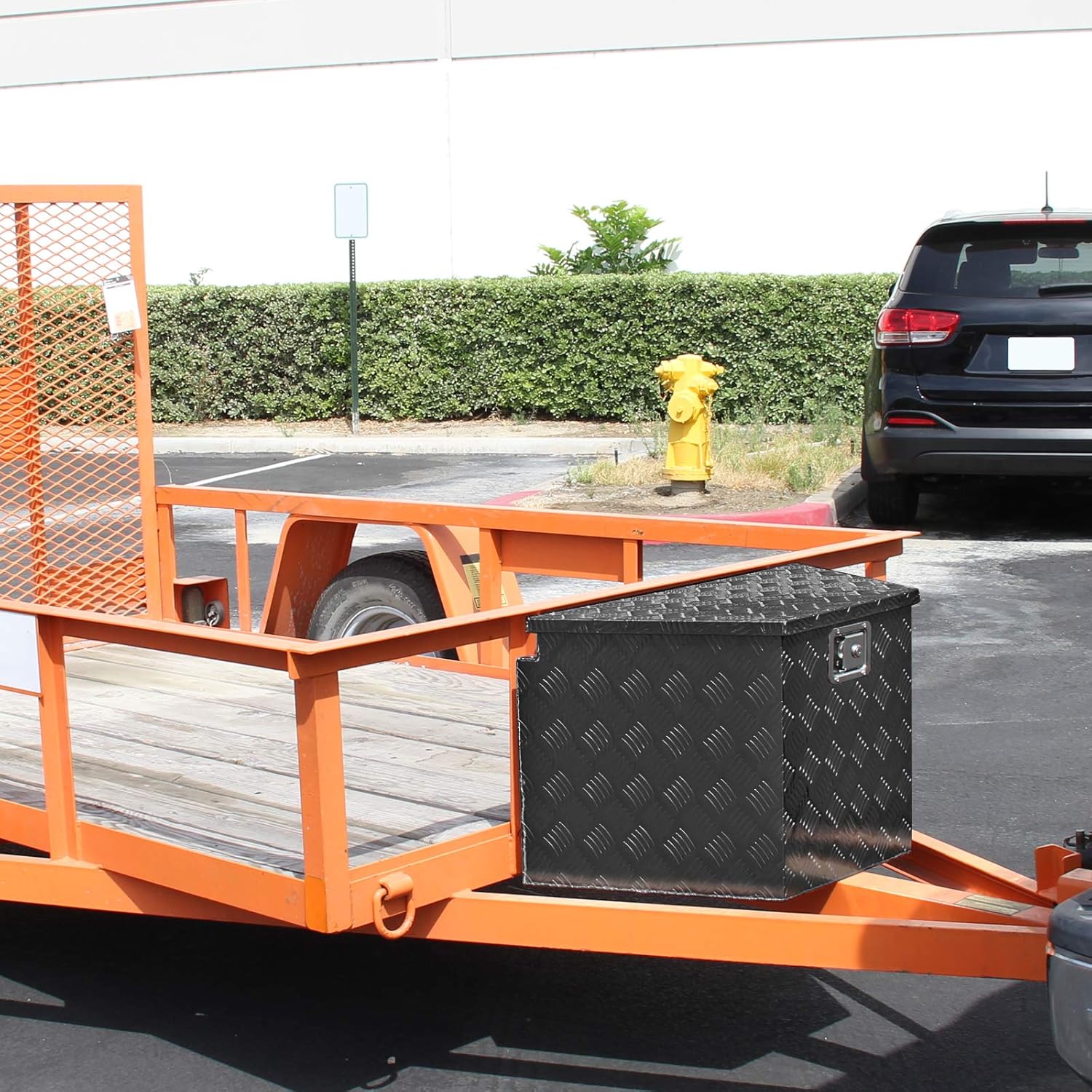 Carpartsinnovate For 29 Truck Pickup Black Aluminum Underbody Tongue Tool Box Trailer Storage+Lock