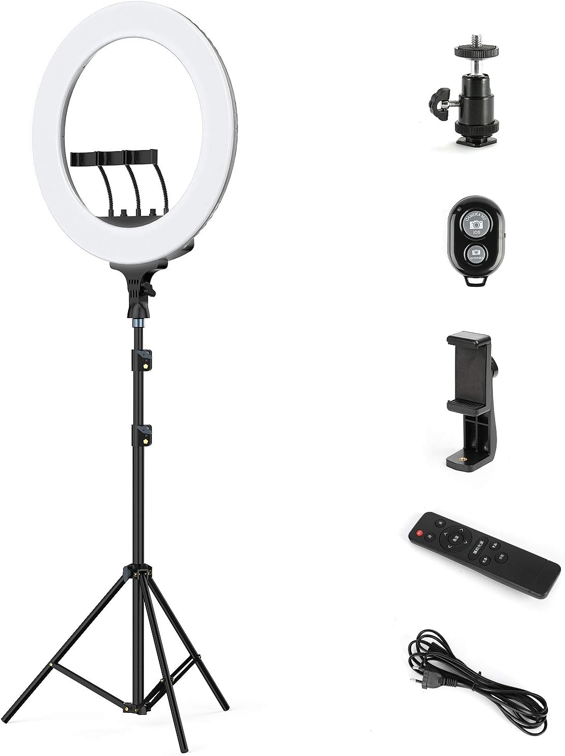 RGB Ring Light 18 inch with Tripod Stand (2700-7000K) for Phone Camera iPad Selfie Live Stream YouTube TikTok Video Shooting Best Lighting Atmosphere Ringlight