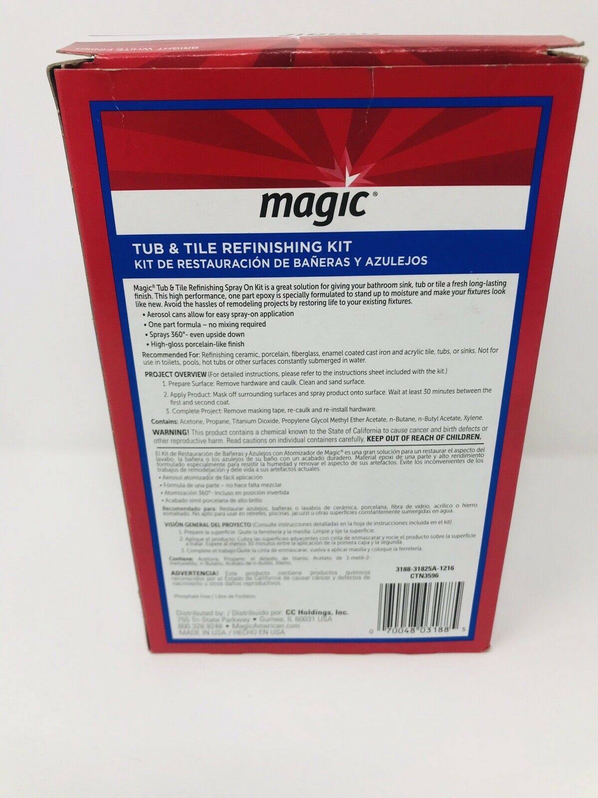 Magic Tub and Tile Refinishing Kit Bright White Spray on Aerosol - Refinish Tile