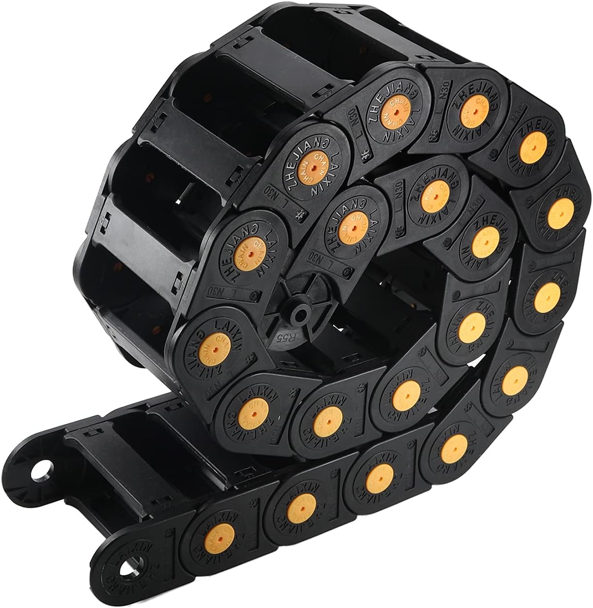 Fielect Drag Chain Cable Carrier Open Type with End Connectors R100 35X100mm 1 Meter Plastic for Electrical CNC Router Machines Black 1Pcs