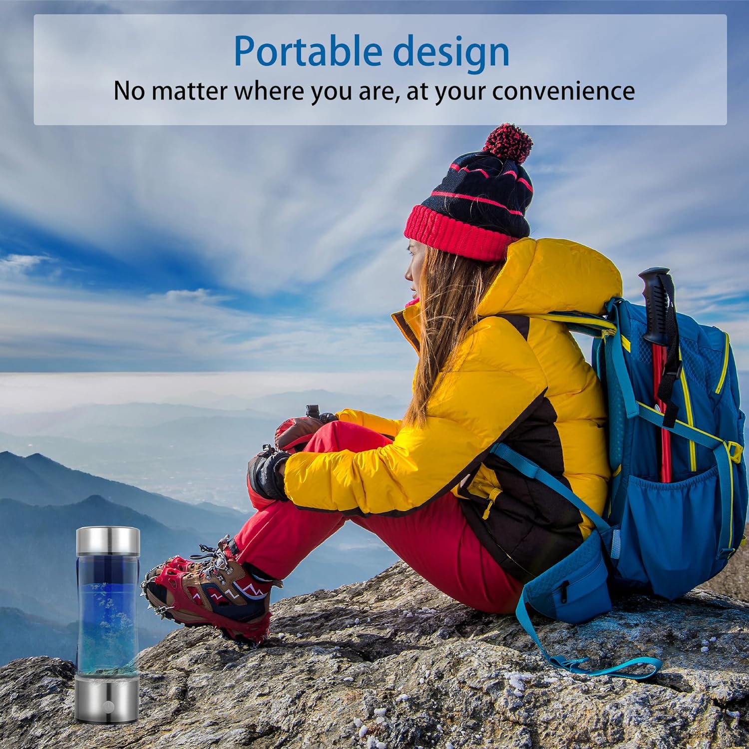 Hydrogen Water Bottle, Hydrogen Water Generator, Portable Hydrogen Generator, Rechargeable Water Ionizer with New PEM SPE Technology Water Ionizer Machine