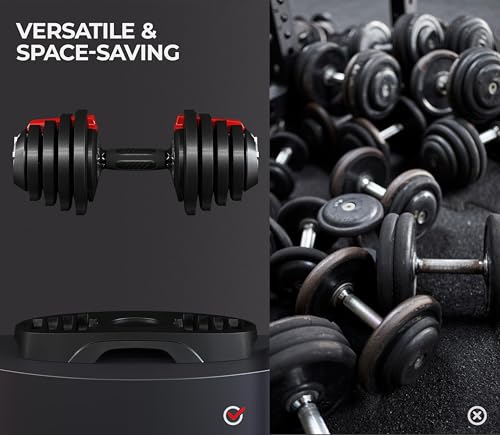 Yaheetech Adjustable Dumbbell Set 28/40/52.5/90LBS Adjustable Dumbbells Fast Adjust Dumbbell Weight Set with Anti-Slip Handle and Tray for Men/Women Home Gym Strength Training Equipment Single/Pair