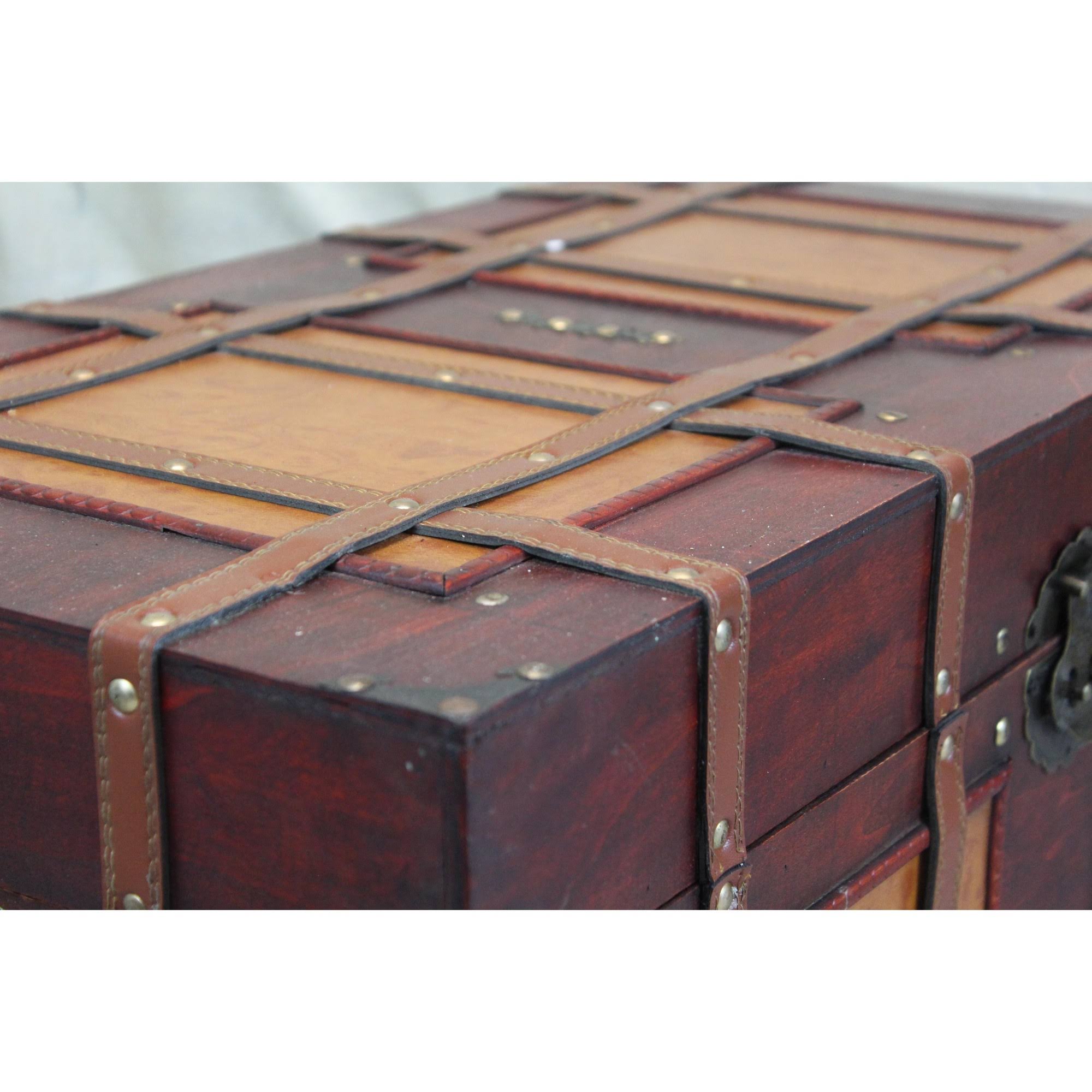 Vintiquewise Large Antique Style Steamer Trunk, Decorative Storage Box
