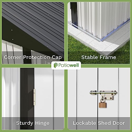 Patiowell 3 x 3 FT Outdoor Storage Shed,Small Garden Tool Storage Shed with Sloping Roof and Single Lockable Door, Outdoor Shed for Backyard Garden Patio Lawn, Grey