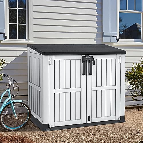 YITAHOME 8x6.2FT Outdoor Storage Shed w/o Floor, All-Weather Plastic Shed with Lockable Doors, Window & Vents, Plastic Tool Shed for Backyard, Patio, Poolside, Lawn, Gray