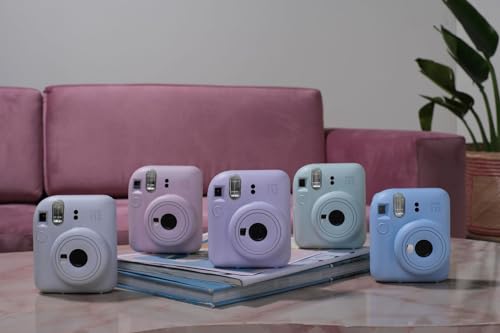 Fujifilm Instax Mini 12 Instant Camera Pastel Blue with 40 Sheets Fujifilm Instax Mini Film Bundle, Sunshine Photo Microfiber Cleaning Cloth Included