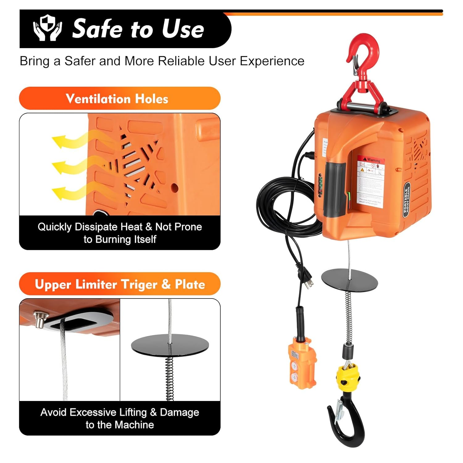 3 in 1 Electric Hoist Winch 660LBS Portable Electric Winch 110V 1500W Electric Hoist Winch with Wired and Wireless Remote Control Lift 16ft/Min Electric Hoist Winch for Lifting and Traction