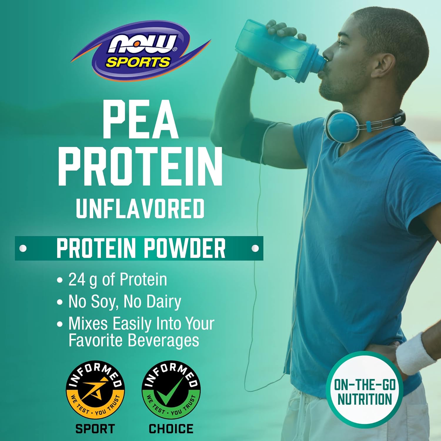 NOW Sports Nutrition, Pea Protein 24 g, Fast Absorbing, Unflavored Powder, 7-Pound,Beige/Cream,2124 Pack of 2