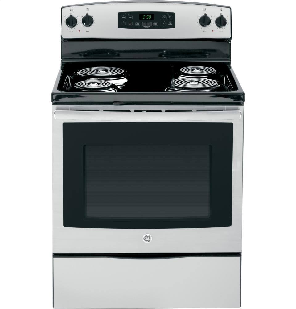 GE JB250RFSS Electric Range - Freestanding - 5.3 cu ft - Stainless Steel/Black