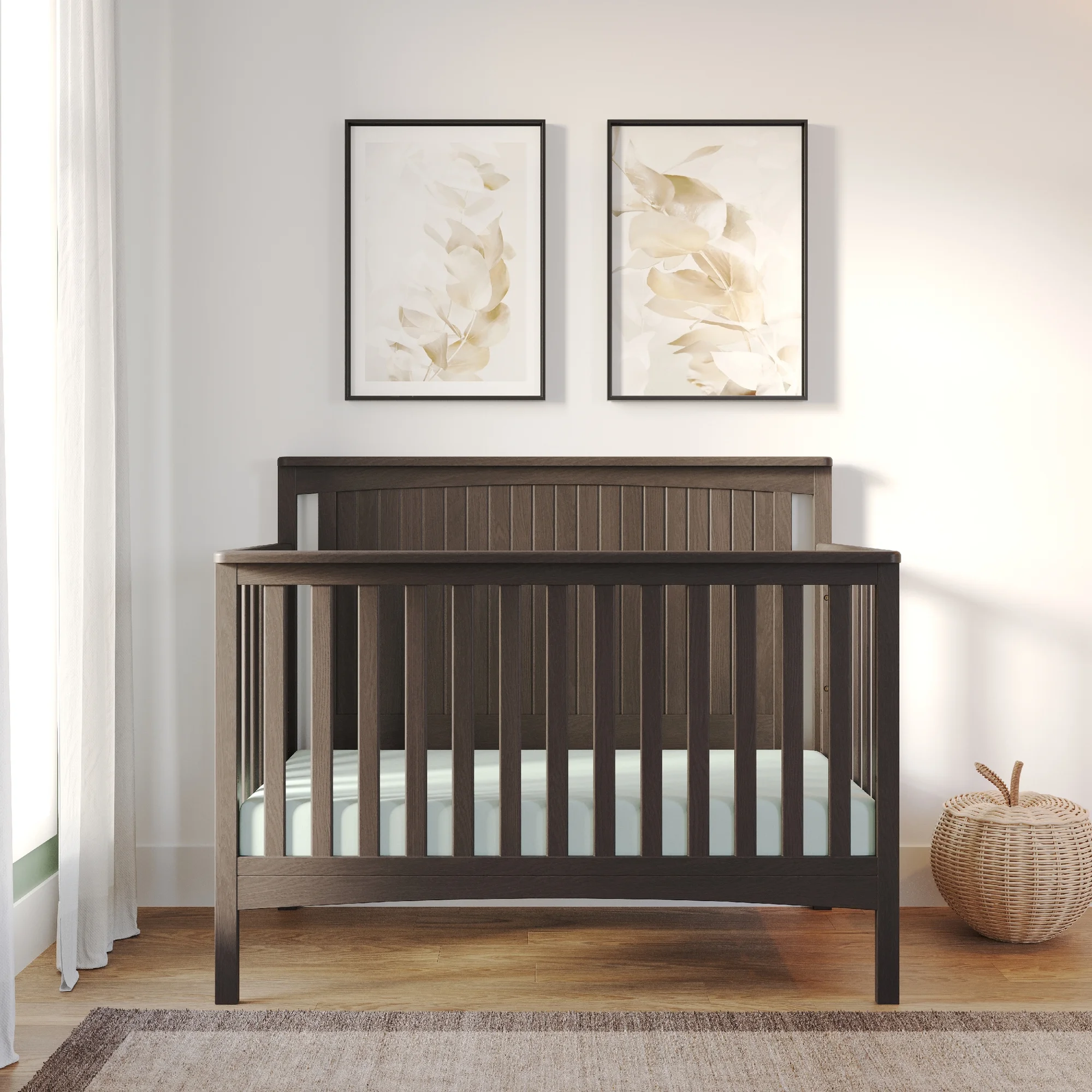 Child Craft Scout 4-Piece Nursery Set with 4-in-1 Convertible Crib, Dresser with Changing Table Topper, Cozy Glider, and Toy Box (Dapper Gray)