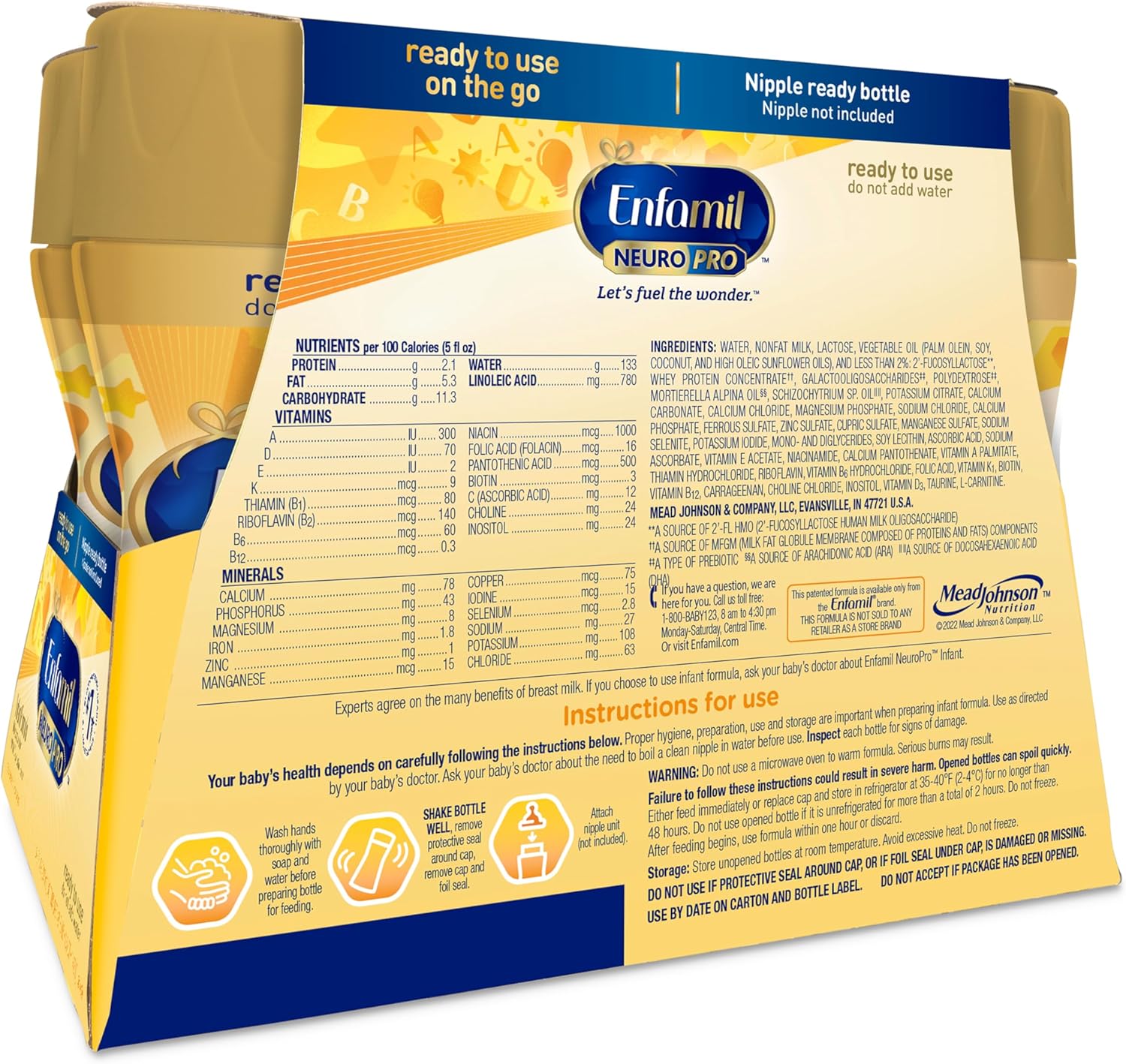 Enfamil NeuroPro Baby Formula, Triple Prebiotic Immune Blend with 2'FL HMO & Omega-3 DHA, Inspired by Breast Milk, Non-GMO, Refill Box, 36.4 Oz+Ready-to-Feed Infant Formula, Liquid, 8 Fl Oz (24 Count)