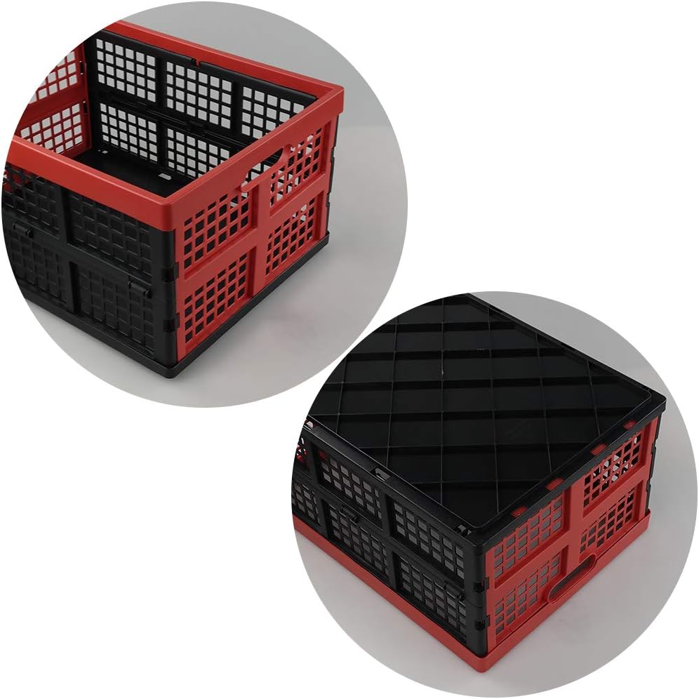 Qqbine 34 L Plastic Stackable Collapsible Crate, Folding Milk Crate, 4 Packs Pack of 2