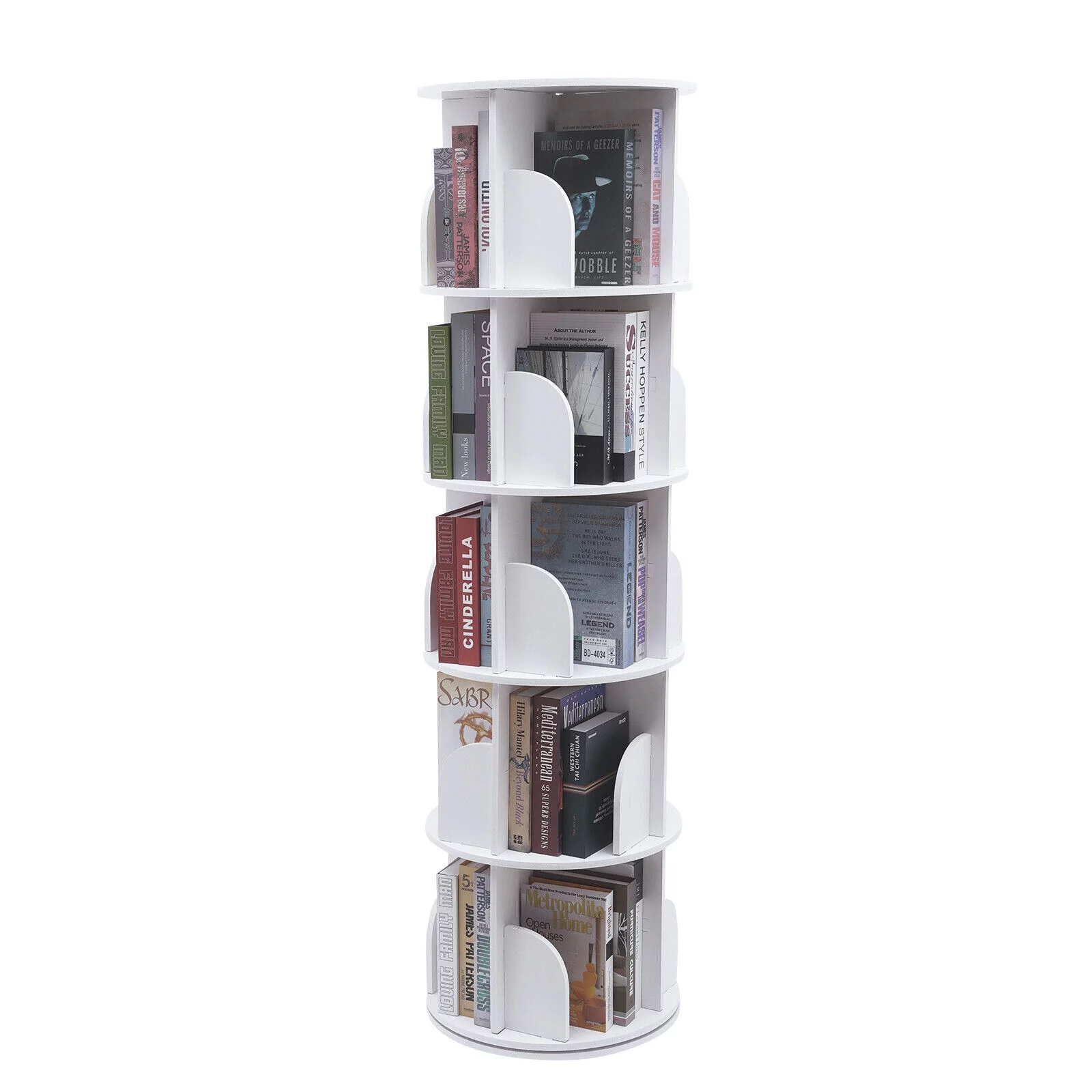 Miumaeov Rotating Bookshelf White Small Corner Bookshelf 360° Display Floor Standing Bookcase Storage Rack Stackable for Home Bedroom Living Room Office