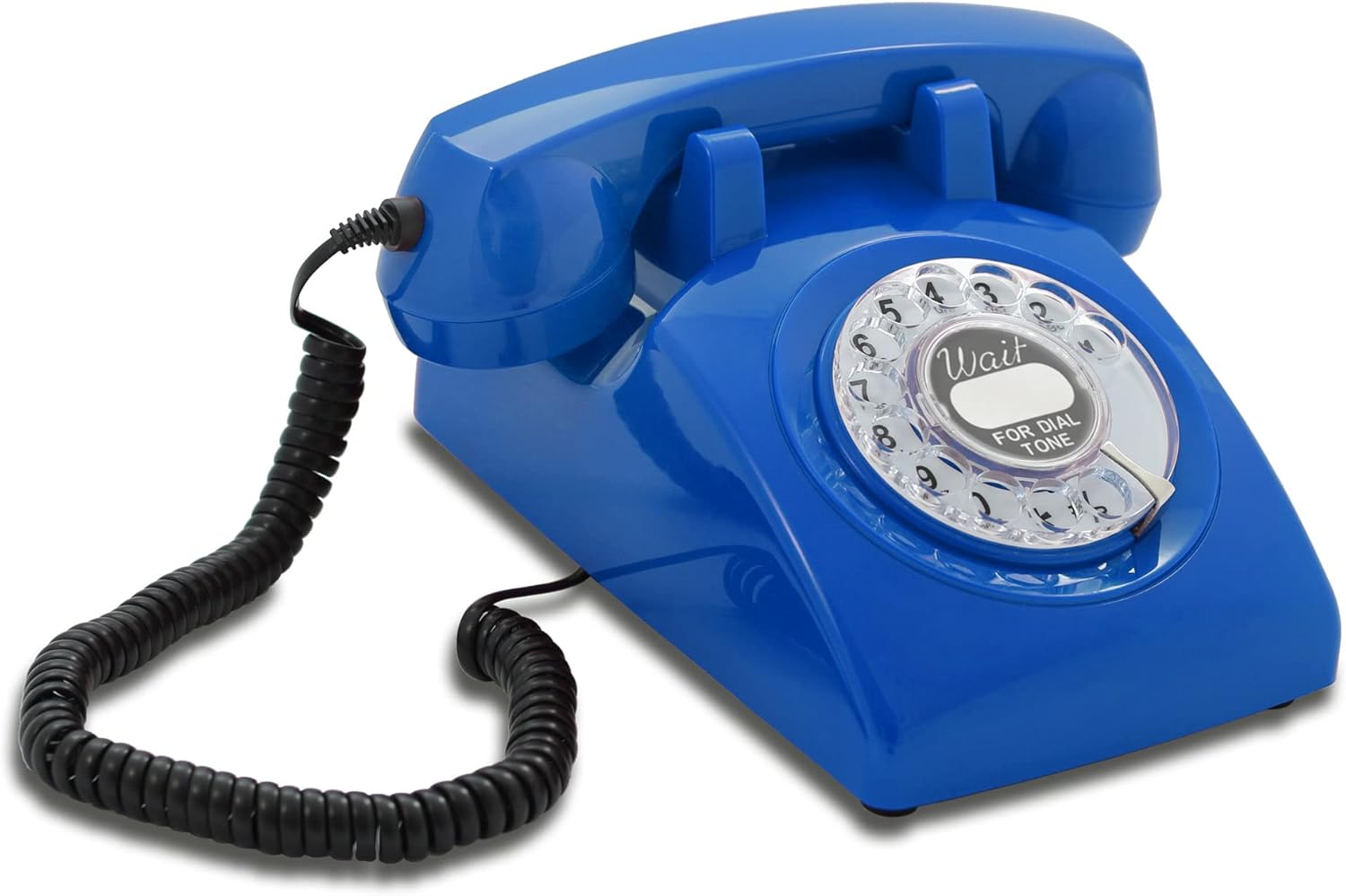 White Rotary Retro Phone with Classic United States Rotary Dial Inlay/Old Fashioned Dial Telephone/Classic Landline/Home Telephones/Antique Look Desk Phone - The 60s Cable by Opis Technology