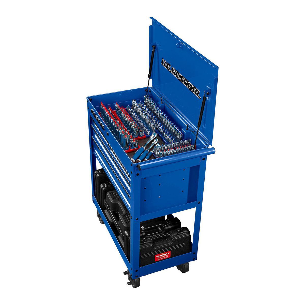 U.S. GENERAL 30 in., 4-Drawer Tech Cart, Red