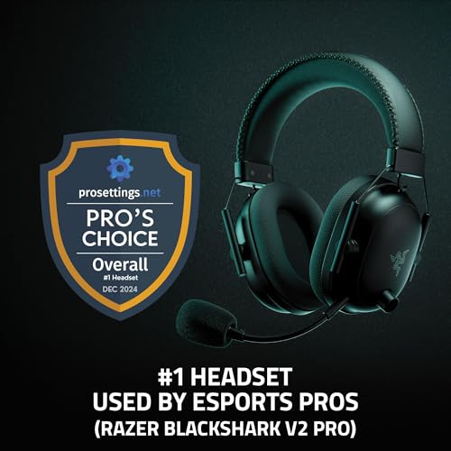 Razer BlackShark V2 Pro Wireless Xbox Gaming Headset: 50mm Drivers - Super Wideband Mic - Noise Isolating Earcups - for Xbox, PS5, Nintendo Switch 2, PC, Mac - Bluetooth, USB-C - 70hr Battery - Black