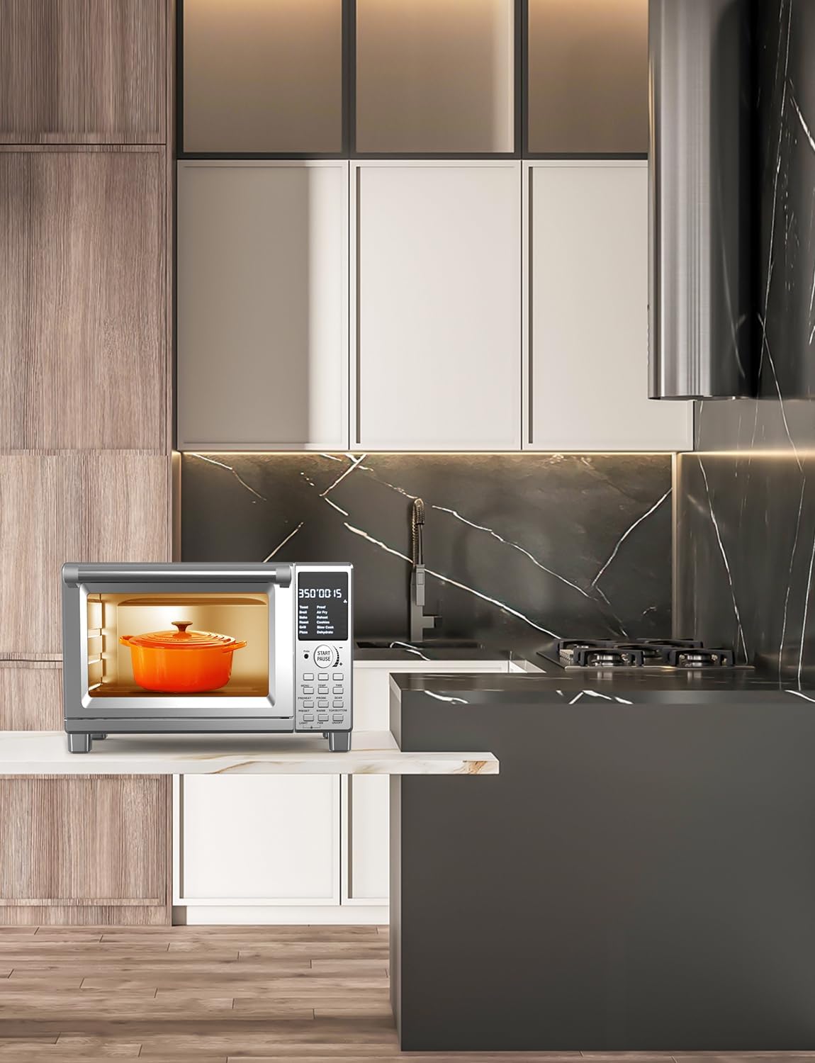 Nuwave Bravo XL Pro Air Fryer Toaster Oven, Improved 100% Super Convection, Quicker & Crispier Results, 112 Presets, Multi-Layer Even Cooking, 50-500F, Smart Probe, PFAS Free, 30QT, Stainless Steel