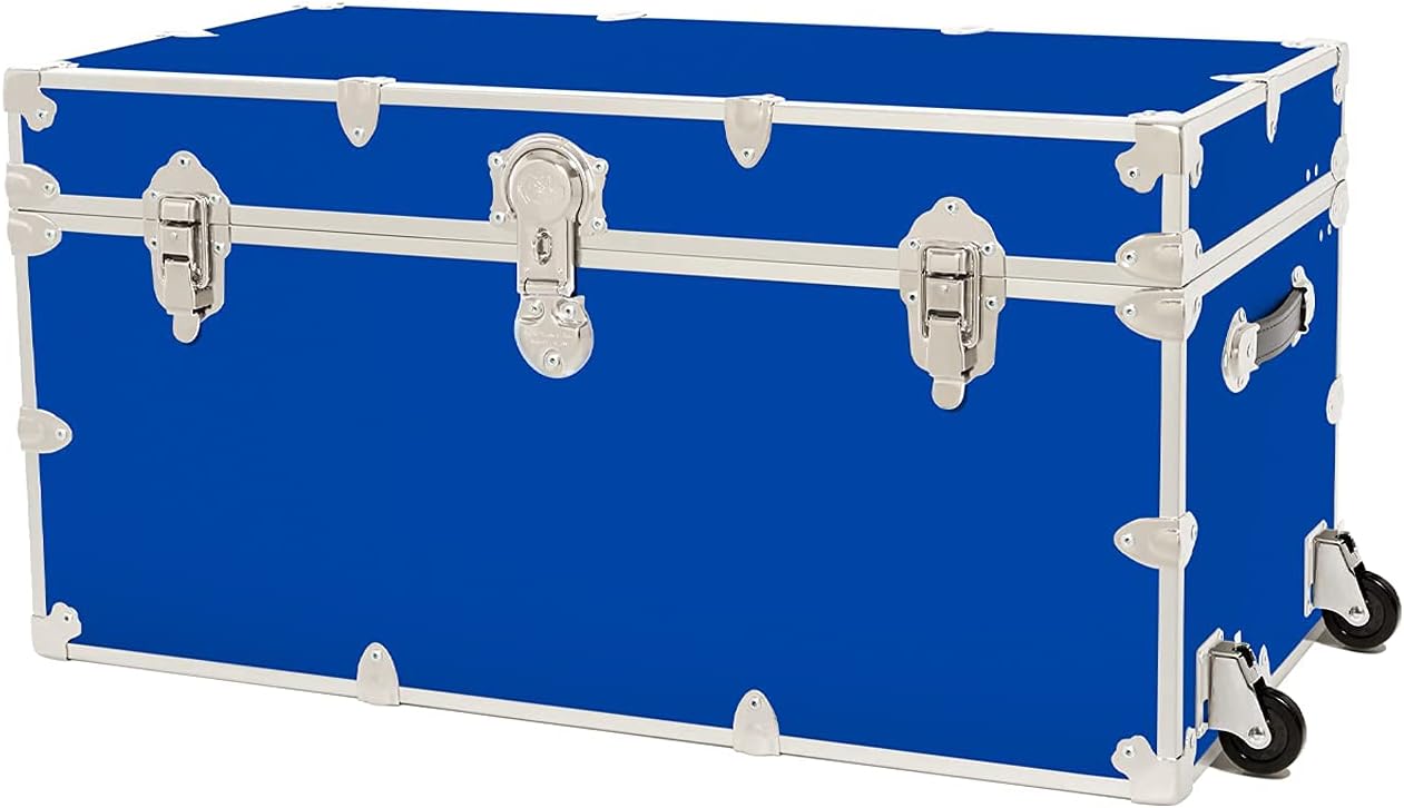 Rhino Trunk & Case Dorm Armor Trunk with Removable Wheels, College, Home & Office Storage 35x17x17 (Royal Blue)