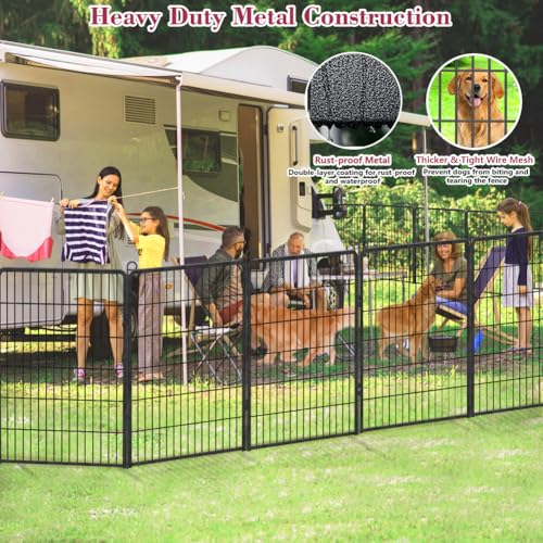 Dog Playpen, 32inch 10 Panels Outdoor Dog Fence Indoor Dog Pen Anti-Rust Pet Puppy Pen Dog Exercise Pen with Lock for Medium Small Dogs, Portable Pet Fence for Yard RV Camping