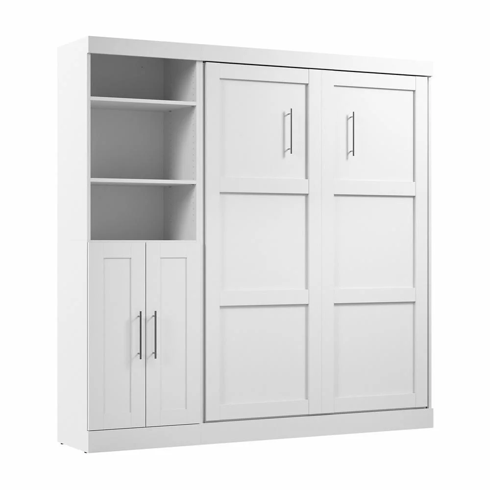 Bestar Pur 84" Engineered Wood Full Murphy Bed and Closet Organizer in White - Curated Treasures Market