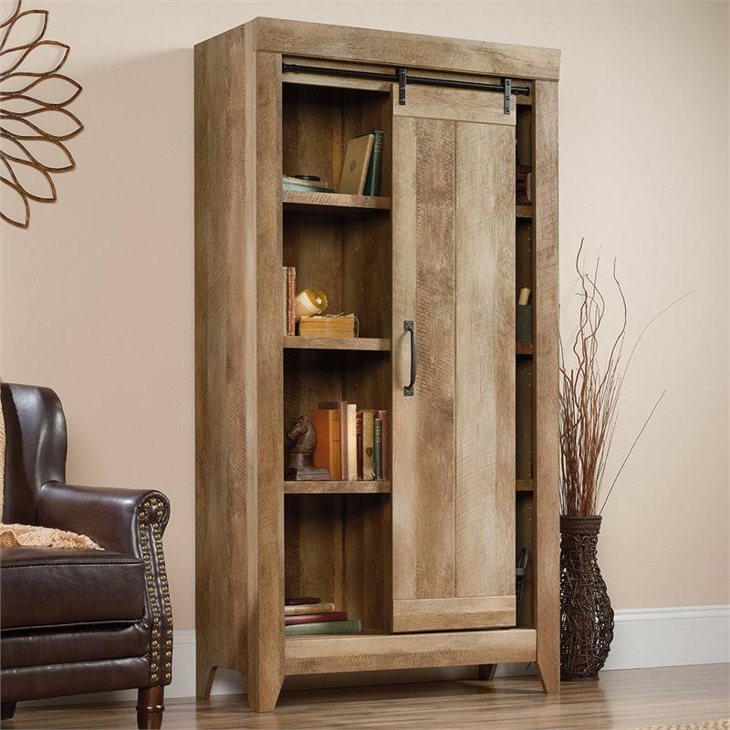 Pemberly Row 6 Shelf Storage Cabinet in Craftsman Oak