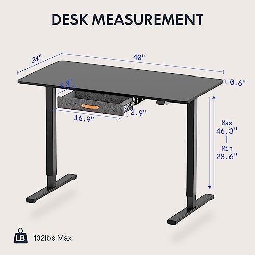 FLEXISPOT Standing Desk with Drawer Electric Sit Stand Desk with 48 x 24 Inches Whole-Piece Desktop Ergonomic Memory Controller Adjustable Height Desk(White Frame + 48" Bamboo Texture Desktop)