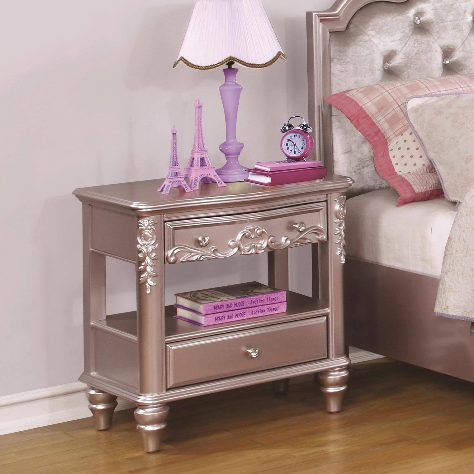 Coaster 400892 Caroline Metallic Lilac Nightstand