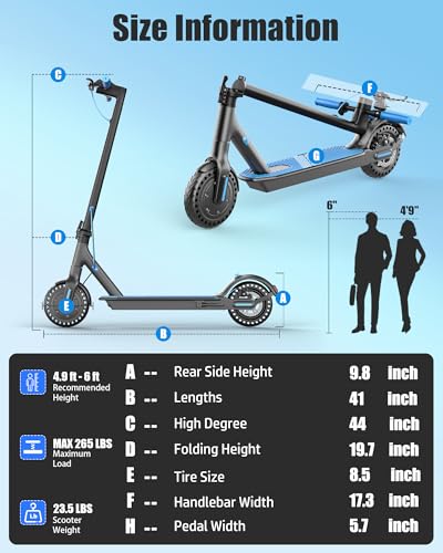 Electric Scooter for Adults, Peak 500W Motor, 19MPH Max Speed, 21 Miles Range, 36V 7.5Ah Battery, 8.5" Solid Tires, App Control, Lightweight, Foldable Electric Scooter for Commuting, UL2272