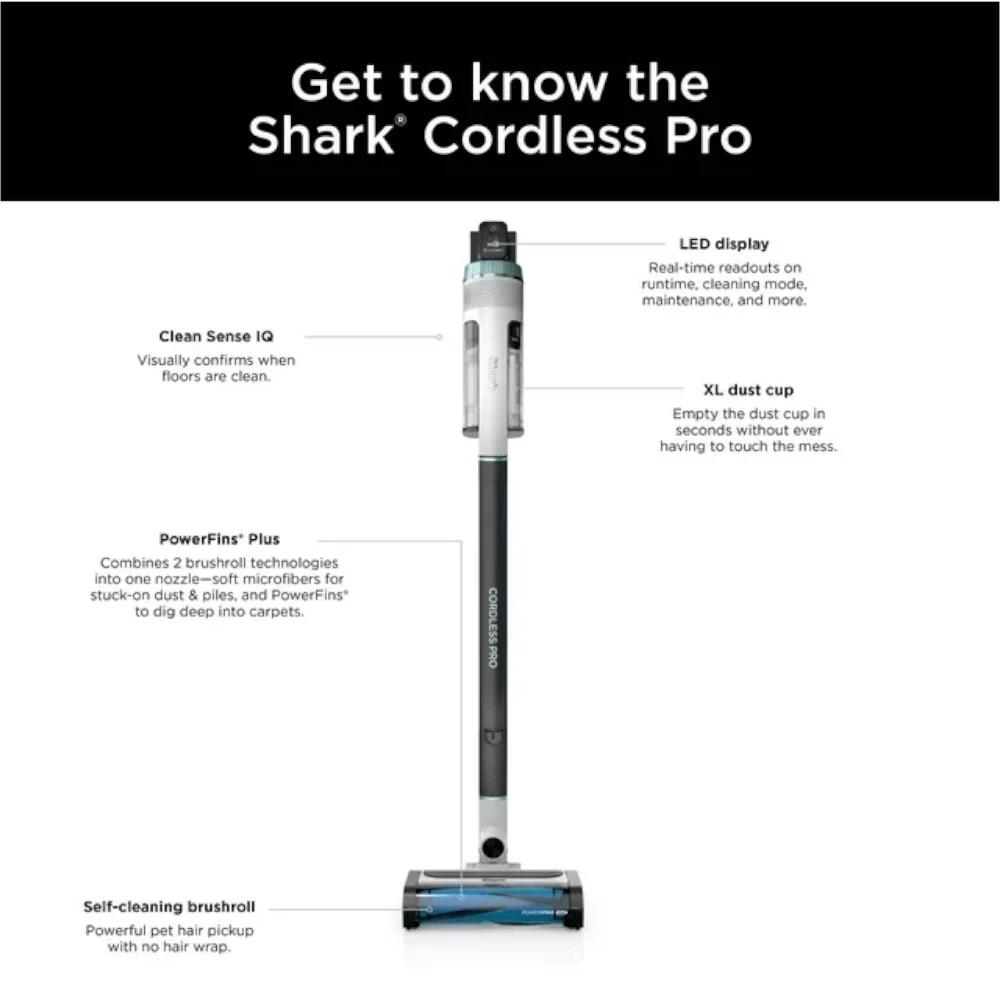 Shark IZ540H Cordless Pro Stick Vacuum with Clean Sense IQ Technology (Renewed) Bundle with 2 YR CPS Enhanced Protection Pack