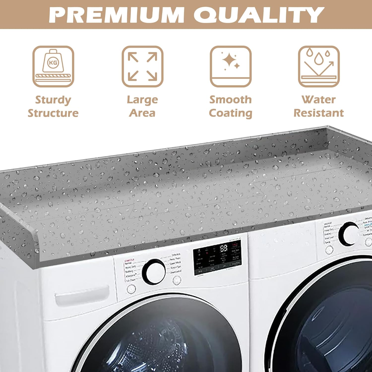 Washer and Dryer Countertop Universal Fit, Laundry Countertop Wood, Dry Countertop, Laundry Storage & Organization (Gray)