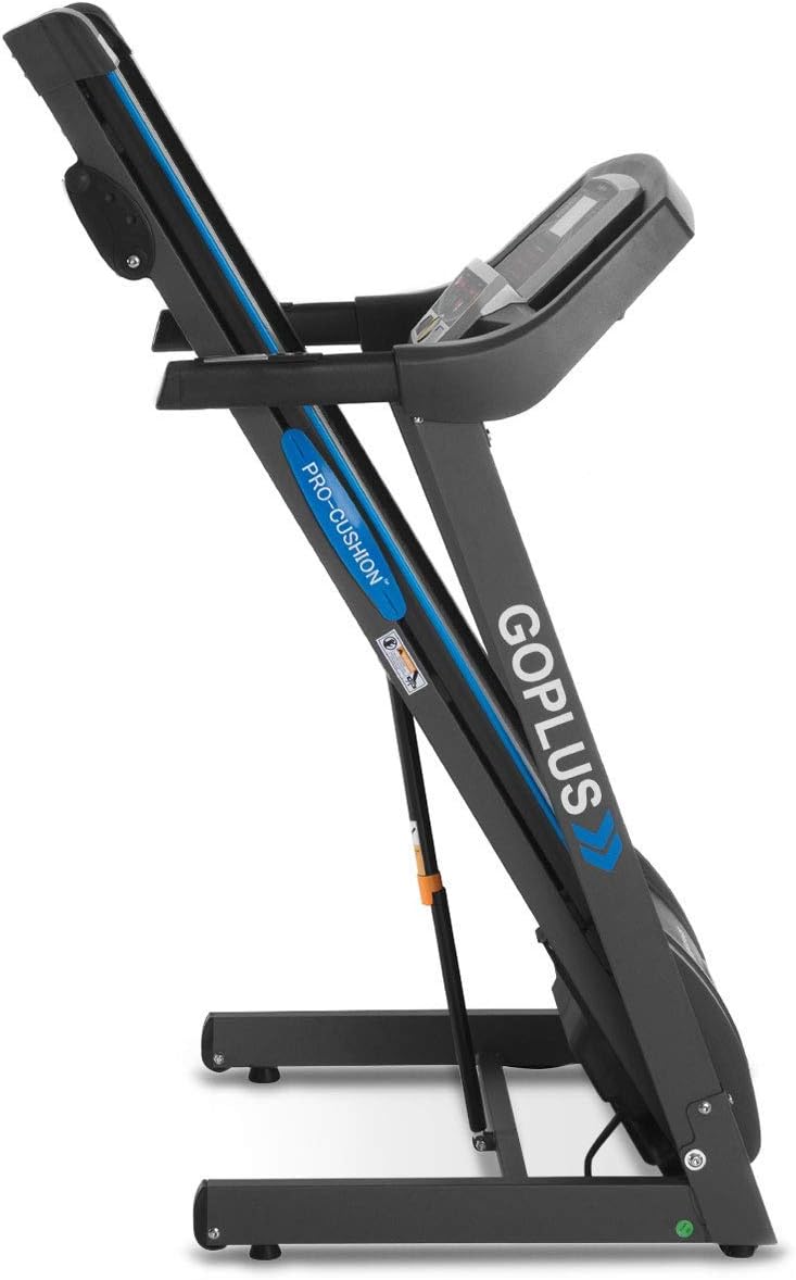 Goplus 2.25HP Electric Folding Treadmill with Incline, Walking Running Jogging Fitness Machine with Blue Backlit LCD Display for Home & Gym Cardio Fitness