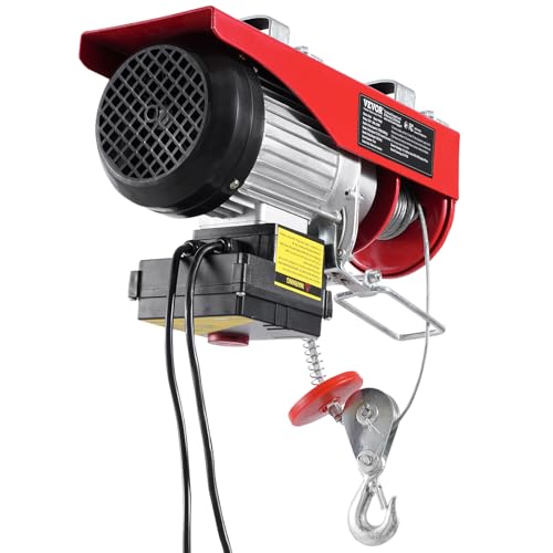 VEVOR Electric Hoist, 2200 lbs Lifting Capacity, 1600W 110V Electric Steel Wire Winch with Wireless Remote Control, 40ft Single Cable Lifting Height & Pure Copper Motor, for Garage Warehouse Factory